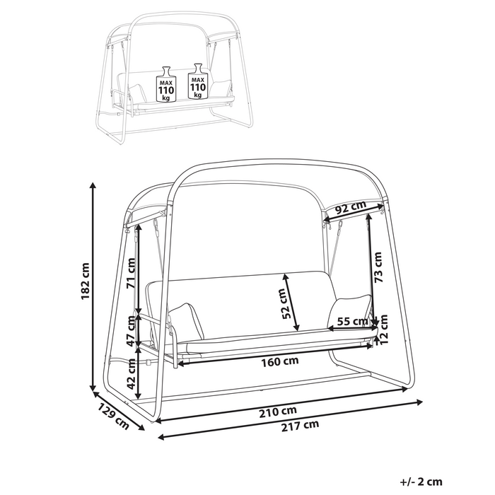 Beliani - MARSCIANO - Schommelbank - Donkergrijs - Staal
