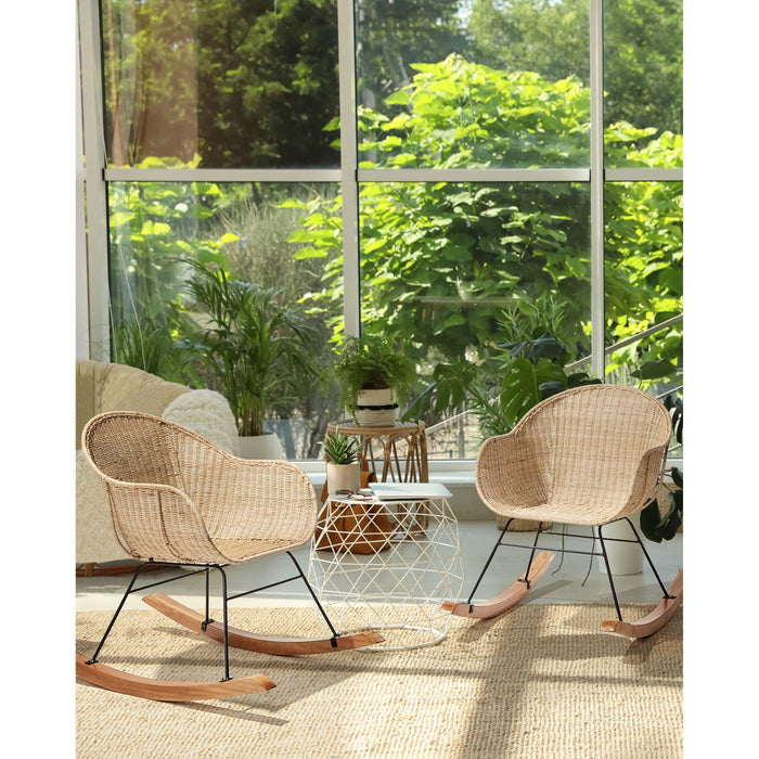 Beliani - LAVINIO - Schommelstoel set van 2 - Natuurlijk - Rotan