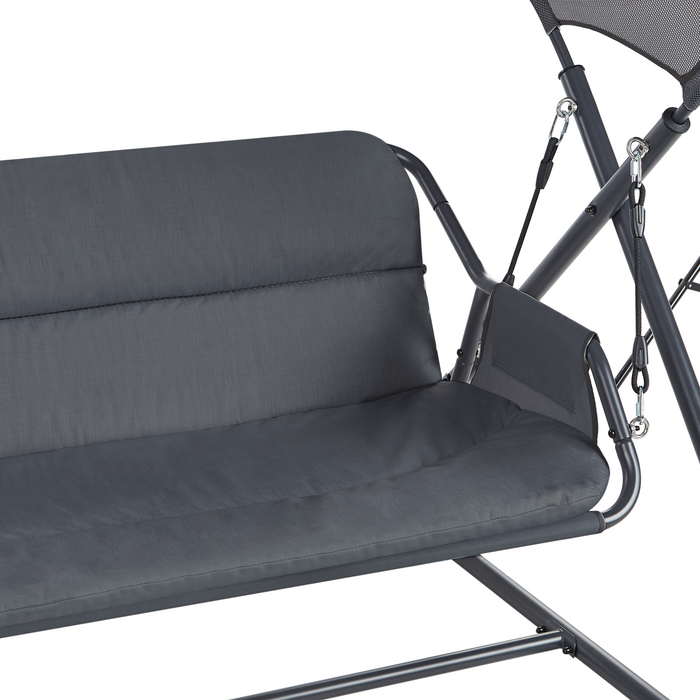 Beliani - SOLAGNA - Schommelbank 3-zits - Donkergrijs - Staal