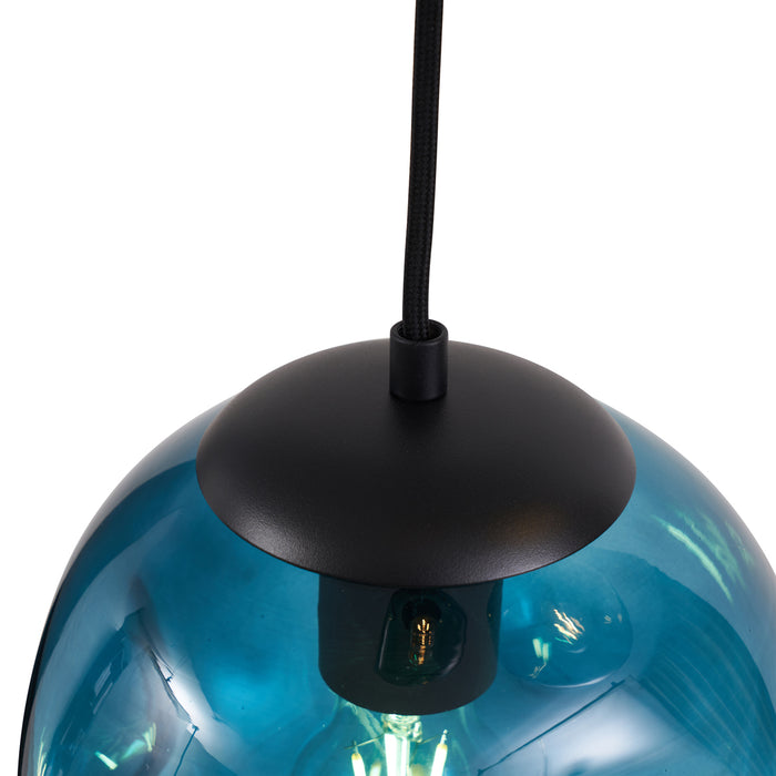 QAZQA Art deco hanglamp zwart met ovale plafondplaat en groen en