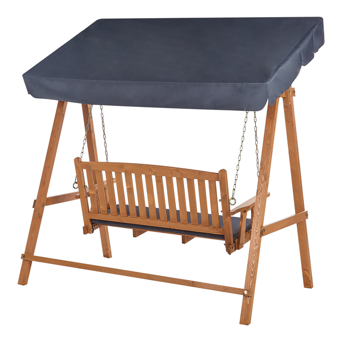 Beliani - FIBBIALLA - Schommelbank - Donkergrijs - Vurenhout