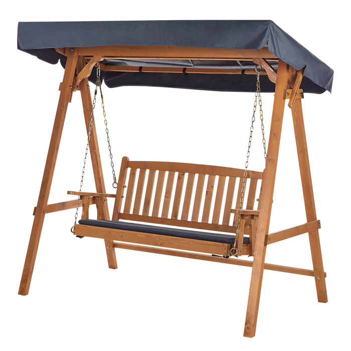 Beliani - FIBBIALLA - Schommelbank - Donkergrijs - Vurenhout