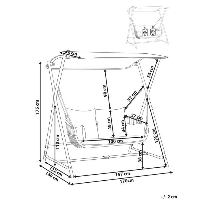 Beliani - FIASTRA - Schommelbank - Lichtgrijs - Staal