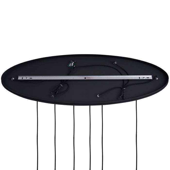 QAZQA Art deco hanglamp zwart met ovale plafondplaat en smoke glas