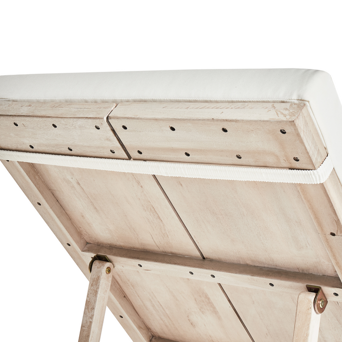 Beliani - AZZANELLO - Ligstoel - Gebroken wit - Acaciahout