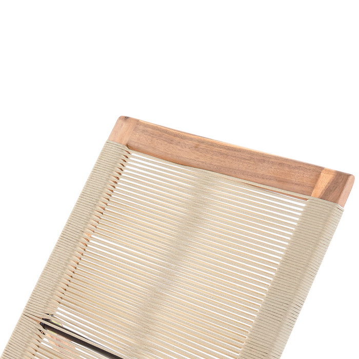 Beliani - PROSSEDI - Ligstoel - Beige - Acaciahout