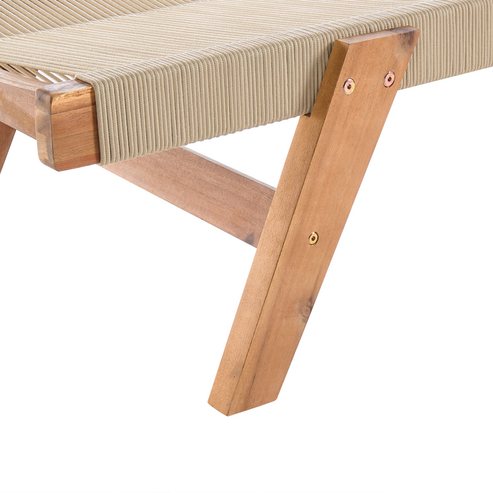 Beliani - PROSSEDI - Ligstoel - Beige - Acaciahout