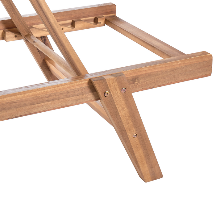 Beliani - PROSSEDI - Ligstoel - Beige - Acaciahout