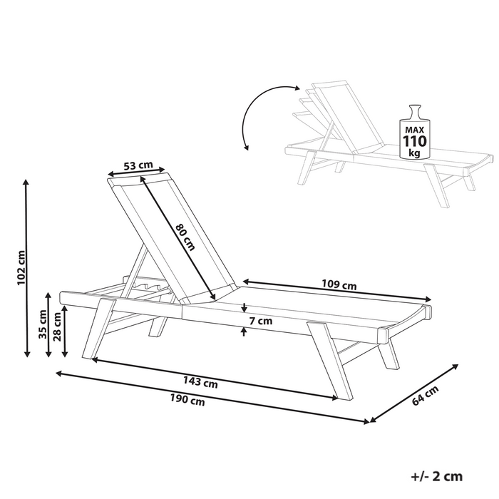 Beliani - PROSSEDI - Ligstoel - Beige - Acaciahout