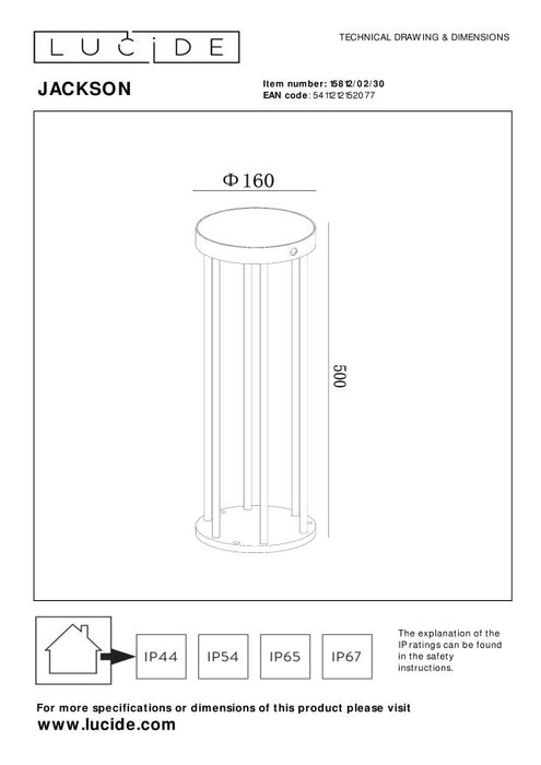 Lucide JACKSON Sokkellamp - Zwart