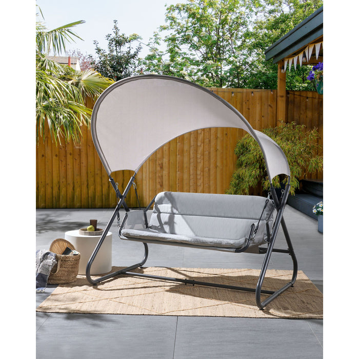 Beliani - SOLAGNA - Schommelbank 3-zits - Lichtgrijs - Staal