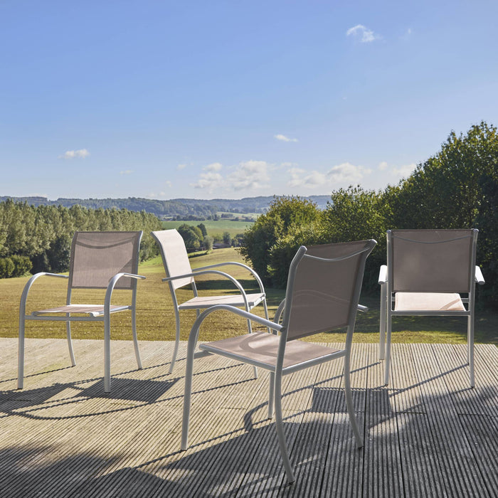 sweeek - Tuinstoel van aluminium en textilene (Set van 4)