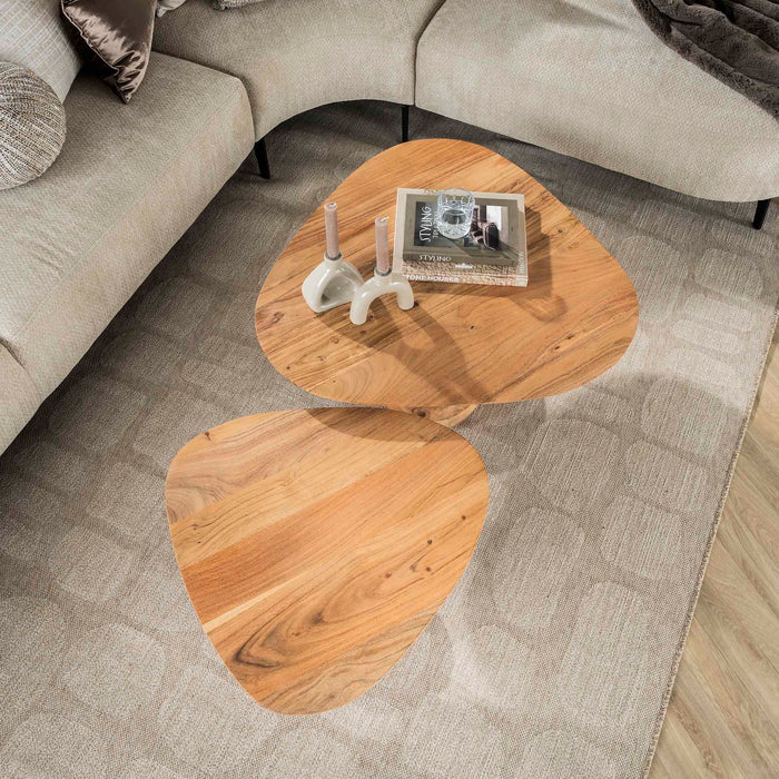 Giga Meubel - Salontafel - Driehoekig - Set van 2 - Acacia - Naturel