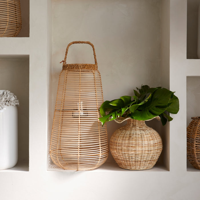 Riviera Maison Vaas rond Bruin - Wavy Bloemenvaas - Rattan