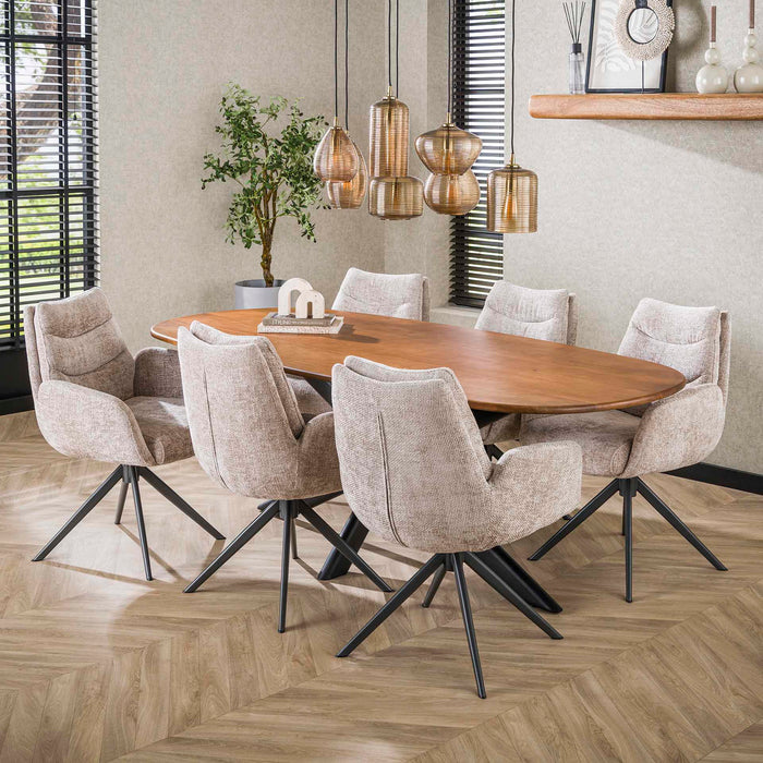 Giga Meubel - Eettafel - Deens Ovaal - 180cm - Mangohout - Cliff