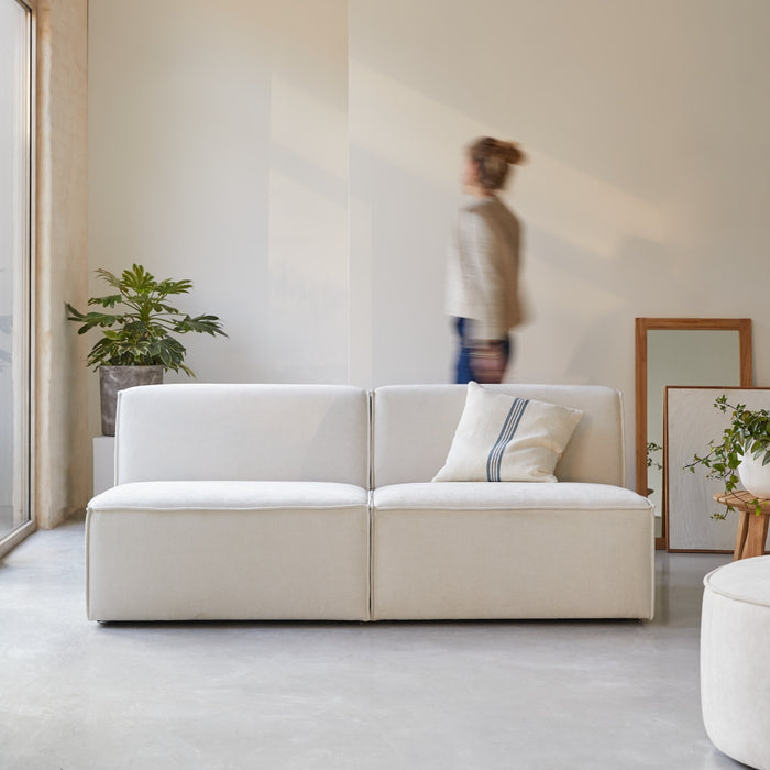 Tikamoon - Modulaire rechte 2-zitsbank Dario in beige stof