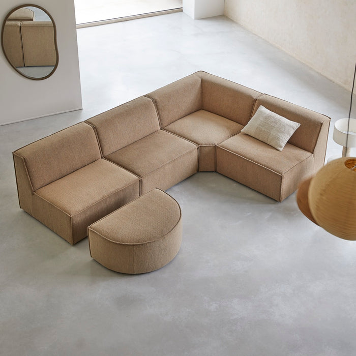 Tikamoon - Modulaire 5|6-zits hoekbank Dario in camelkleurige stof
