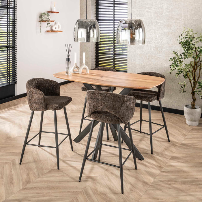Giga Meubel - Barstoel Bruin - 51x50x94cm - Salon Tissee - Set van 2
