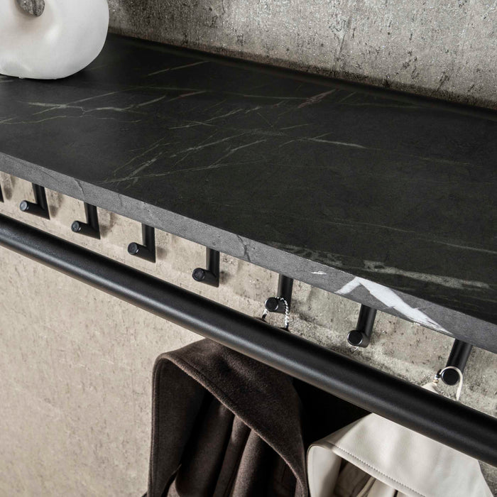 Giga Meubel - Kapstok Zwart - 10 Haken - 100x27x30cm - Hoedenplank