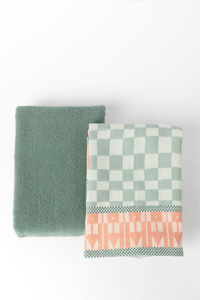 Sissy-Boy Groenblauwe handdoek en theedoek terry