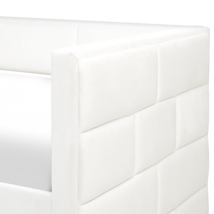 Beliani - CHAVONNE - Slaapbank - Gebroken wit - 90 x 200 cm - Fluweel