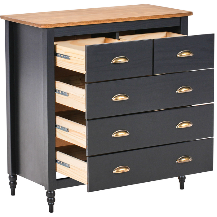 Beliani - SHILLINGTON - Ladekast - Zwart|Lichthout - Dennenhout