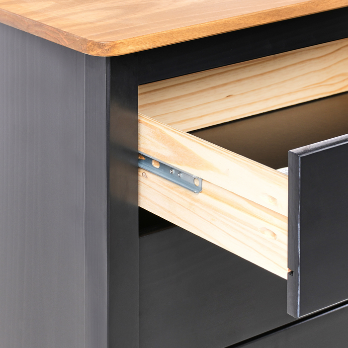 Beliani - SHILLINGTON - Ladekast - Zwart|Lichthout - Dennenhout