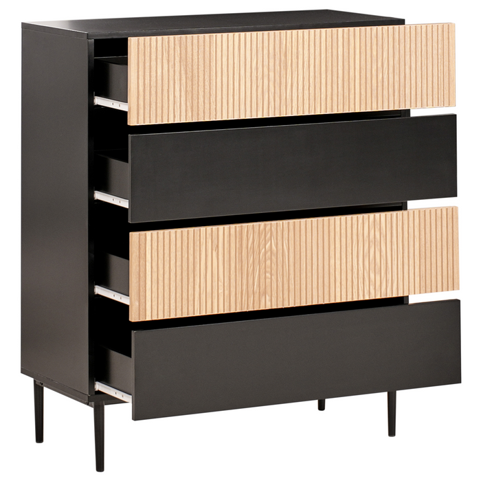 Beliani - BLYTHE- Ladekast 4 lades - Zwart|Bruin - MDF