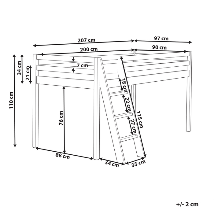 Beliani - ASCOUX - Kinderbed - Roze - 90 x 200 cm - Dennenhout