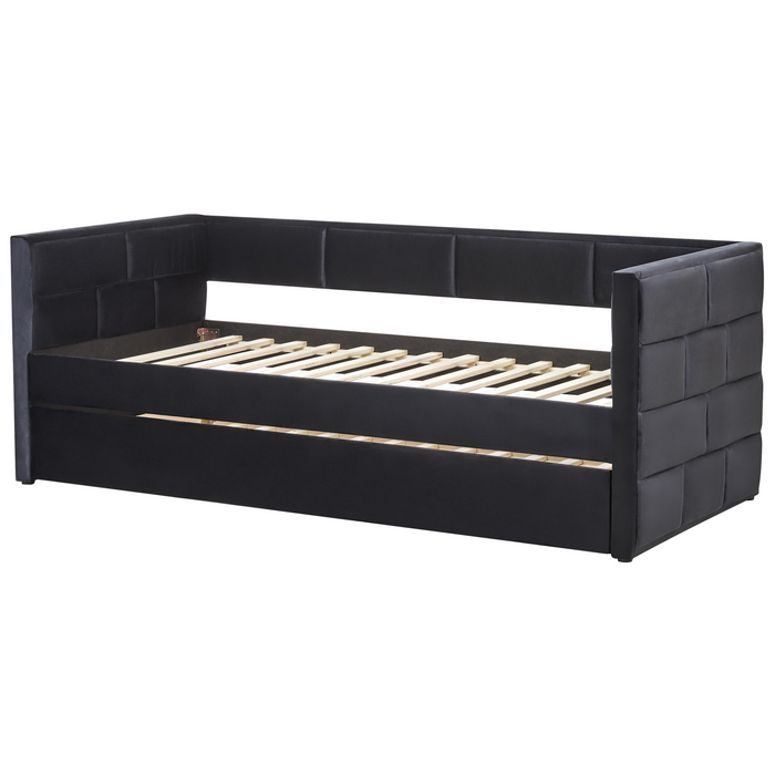 Beliani - CHAVONNE - Slaapbank - Zwart - 90 x 200 cm - Fluweel