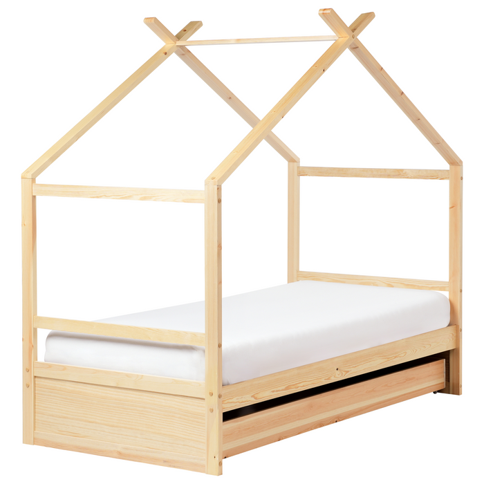 Beliani-ORGEVAL-Daybed voor kinderen-Lichtbruin-90 x 200 cm-Grenenhout