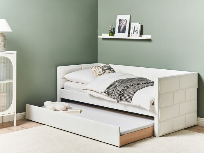 Beliani - CHAVONNE - Slaapbank - Gebroken wit - 90 x 200 cm - Fluweel