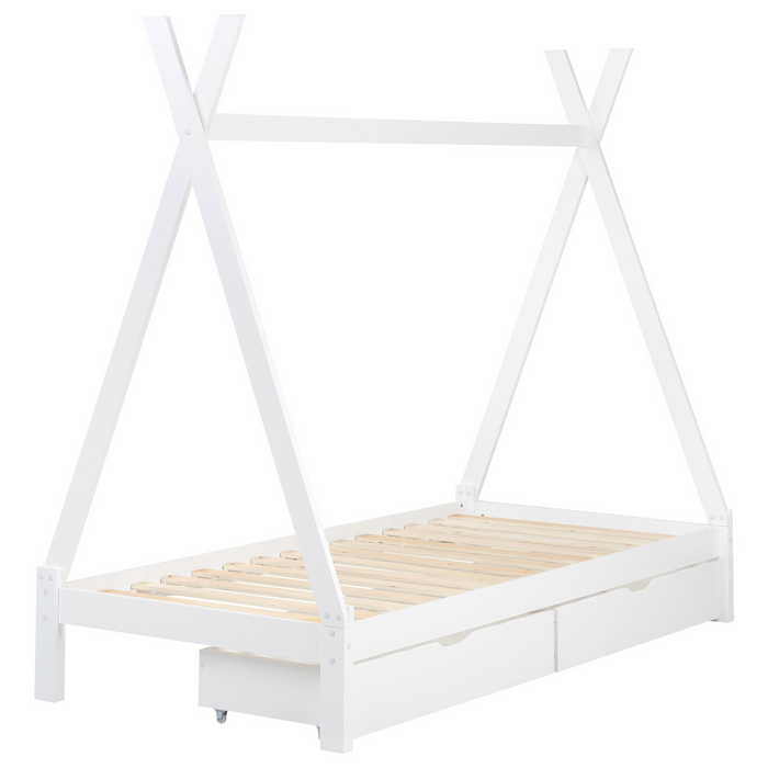 Beliani-DEVAY-Kinderbed met opbergruimte-Wit-90 x 200 cm-Grenenhout