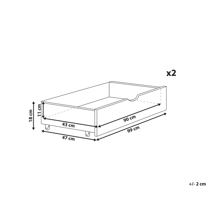 Beliani - CRONAT - Opberglades voor bed - Grijs - Grenenhout