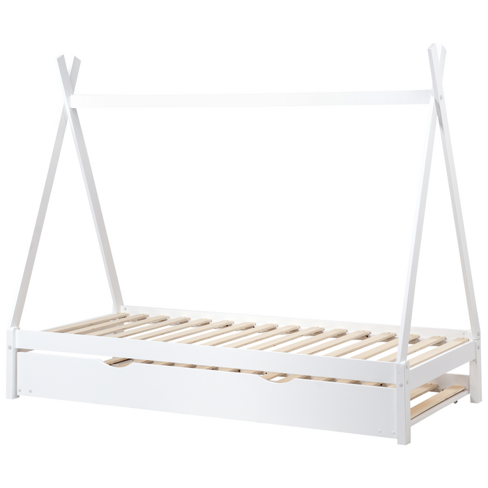 Beliani-TALMONTIERS-Onderschuifbed-Wit-90 x 200 cm-Grenenhout