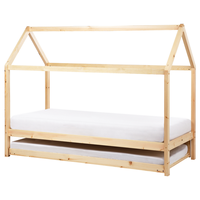 Beliani - CRILLON - Onderschuifbed - Lichtbruin - 90 x 200 - Hout