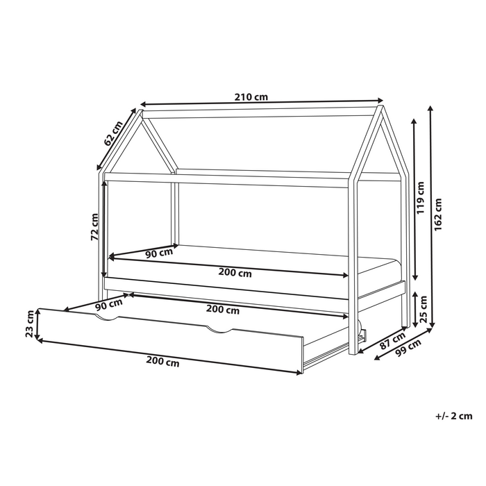 Beliani - CRILLON - Onderschuifbed - Lichtbruin - 90 x 200 - Hout