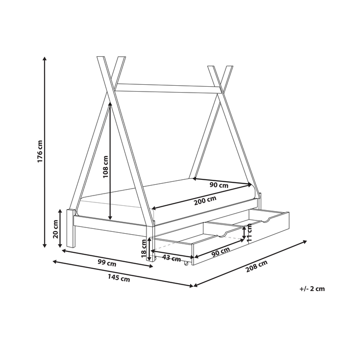Beliani-DEVAY-Kinderbed met opbergruimte-Grijs-90 x 200 cm-Grenenhout