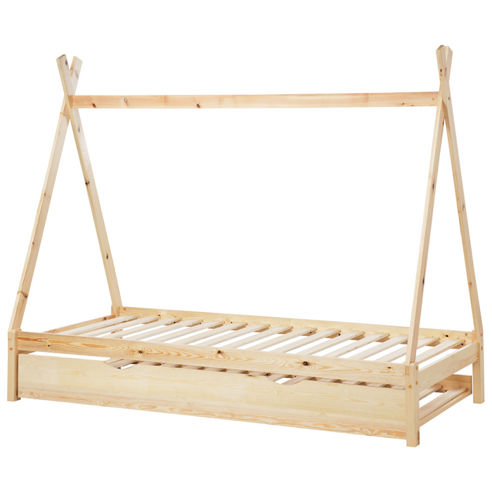 Beliani-TALMONTIERS-Onderschuifbed-Lichtbruin-90 x 200 cm-Grenenhout