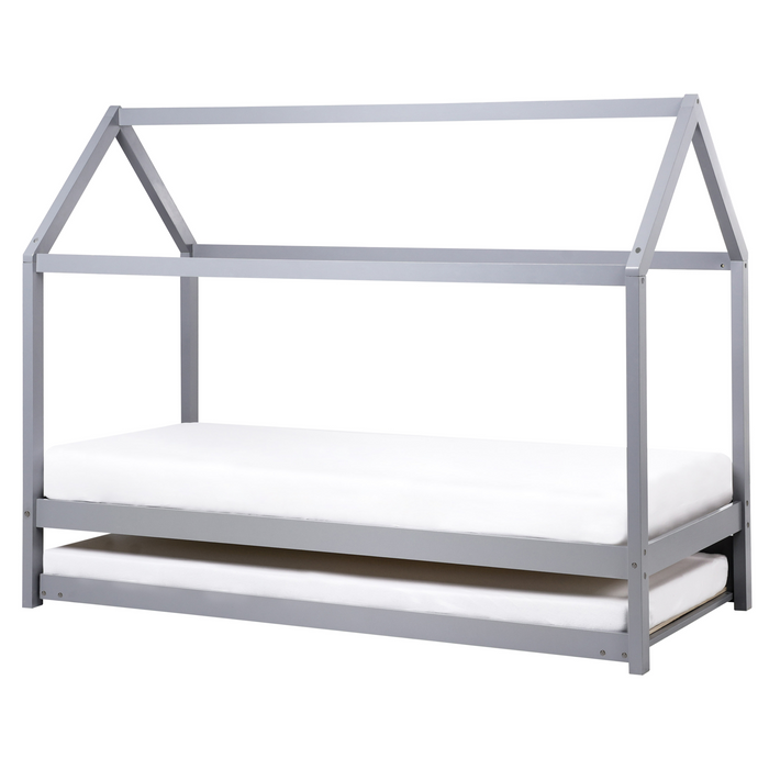 Beliani - CRILLON - Onderschuifbed - Grijs - 90 x 200 - Hout