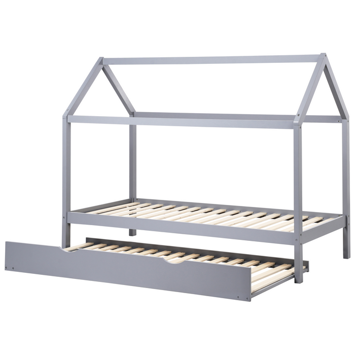 Beliani - CRILLON - Onderschuifbed - Grijs - 90 x 200 - Hout