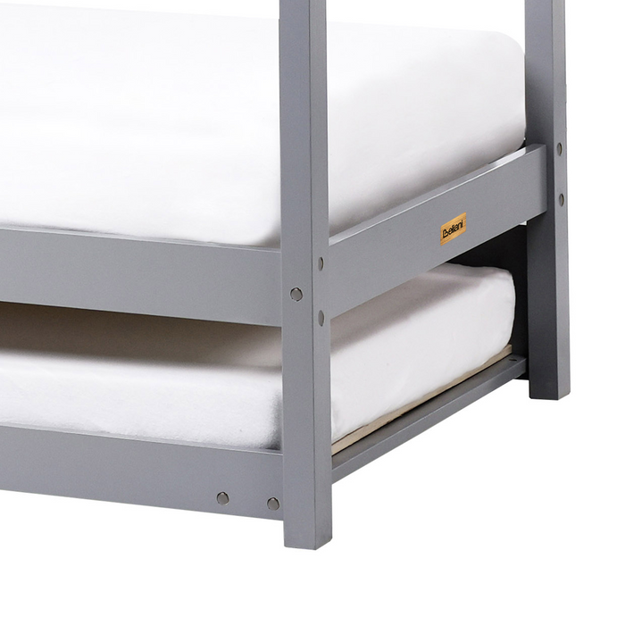 Beliani - CRILLON - Onderschuifbed - Grijs - 90 x 200 - Hout