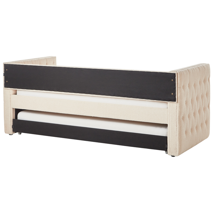 Beliani - GASSIN - Onderschuifbed - Lichtbeige - 90 x 200 cm - Bouclé