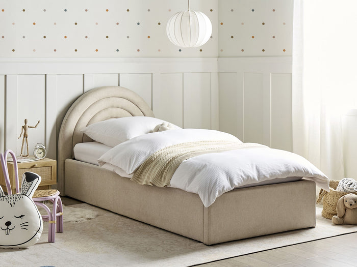 Beliani - ANET - Bed met opbergruimte - Beige - 90 x 200 cm - Stof