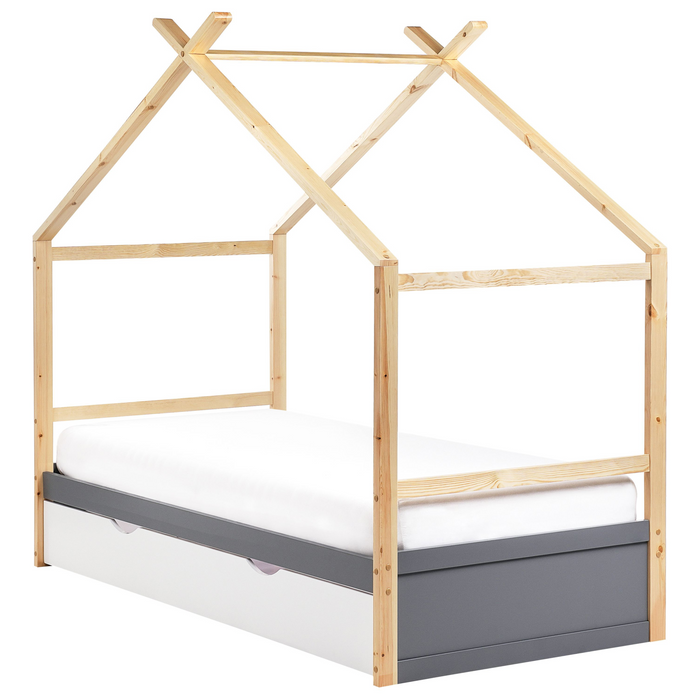 Beliani-ORGEVAL-Daybed voor kinderen-Grijs-90 x 200 cm-Grenenhout