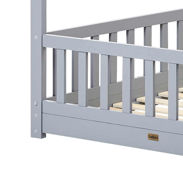 Beliani - COSSAYE - Kinderbed - Grijs - 90 x 200 cm - Grenenhout