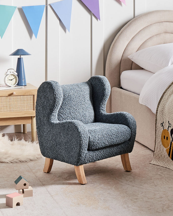 Beliani - FARUM - Kinderfauteuil - Donkerblauw - Bouclé