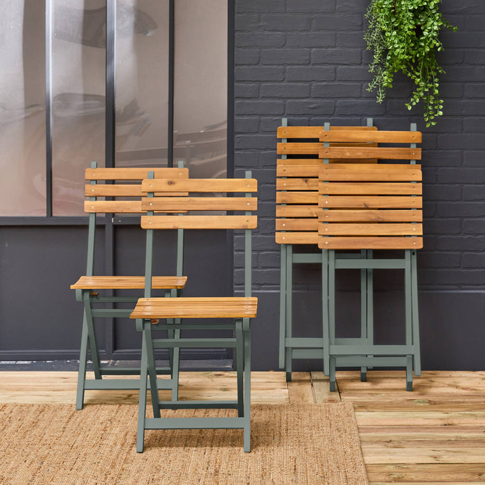sweeek - Vouwbare acacia tuinstoel (Set van 4)