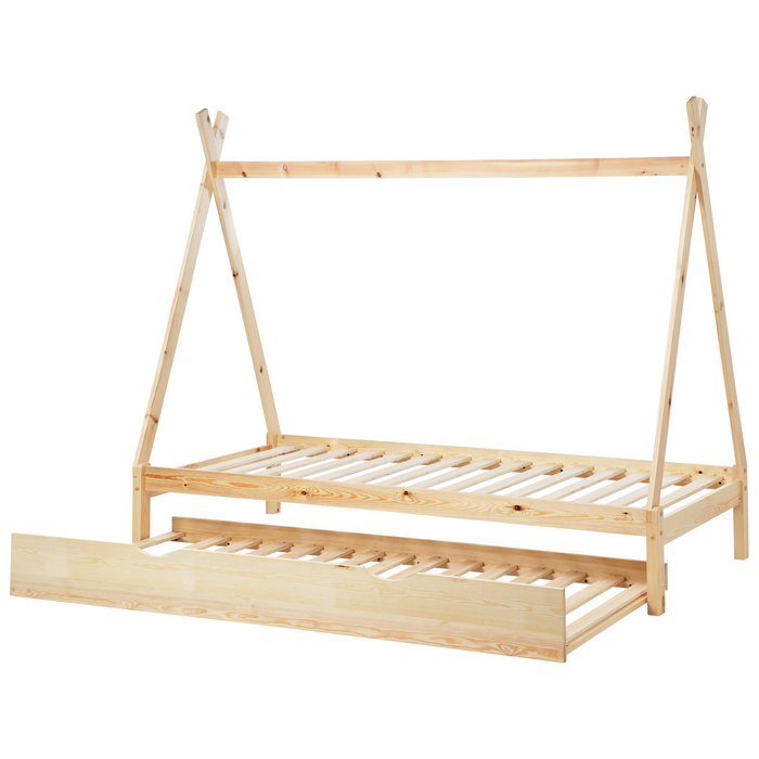 Beliani-TALMONTIERS-Onderschuifbed-Lichtbruin-90 x 200 cm-Grenenhout