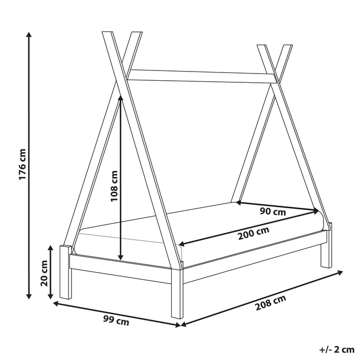 Beliani - DEVAY - Kinderbed - Grijs - 90 x 200 cm - Grenenhout